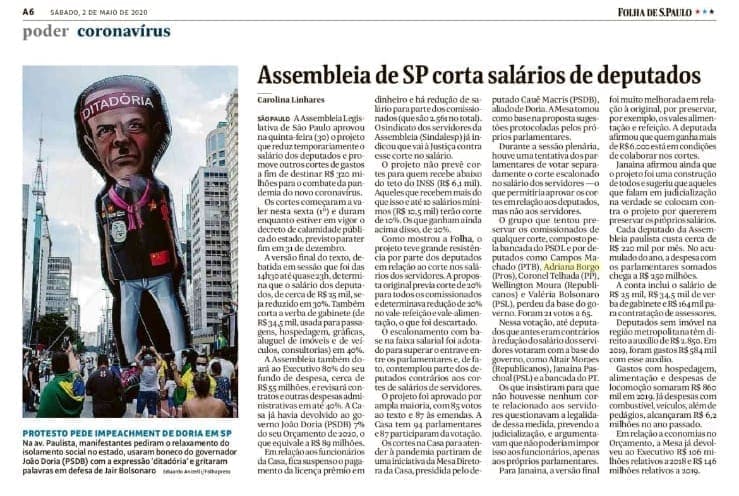 Adriana Borgo - Na Midia - Folha de Sao Paulo - 02 de maio de 2020