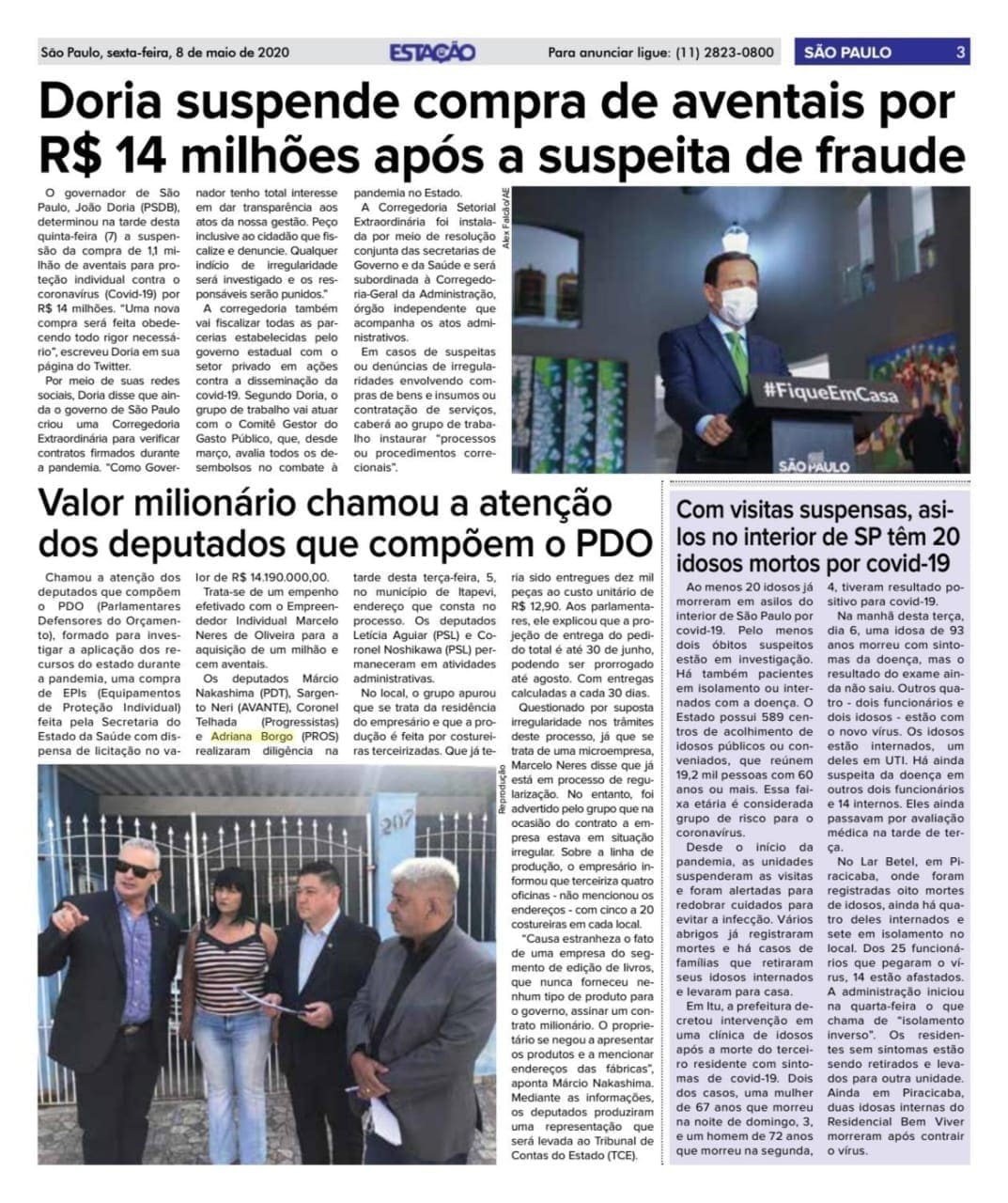 Adriana Borgo - Na Midia - Jornal Estacao - Free Sao Paulo - Zona Norte - 08 de maio de 2020