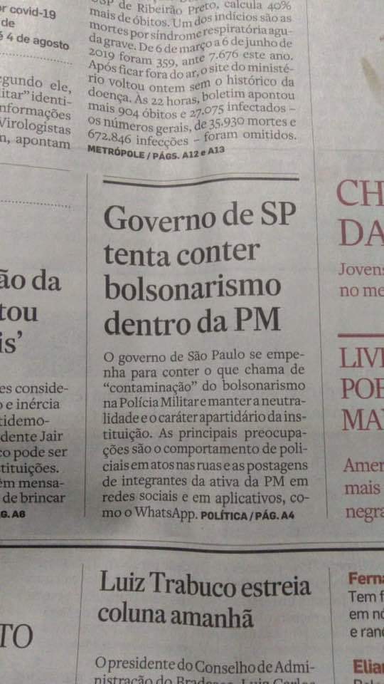 Adriana Borgo - Materia Bolsonarismo na PM - Estadao