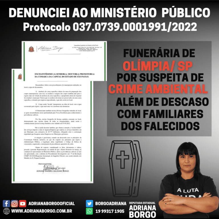 DENUNCIA DE FUNERÁRIA DE OLÍMPIA AO MINISTÉRIO PÚBLICO Adriana